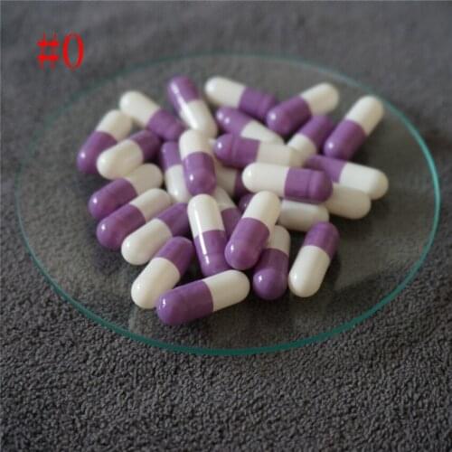 0# 1000~10000pcs 0 size Purple+White High quality empty capsules, hollow gelatin capsules ,joined or separated capsules