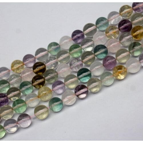 Natural Stone Colorful Fluorite Round Loose Beads 4 6 8 10 12 MM Pick Size For Jewelry Making