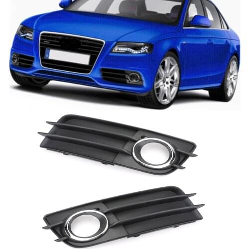 Areyourshop 1 Pair Fog Light Grill Chrome Ring Bumper For Audi A4 S-LINE S4 2008-2012 Bumper Fog Light Grille Car Accessories