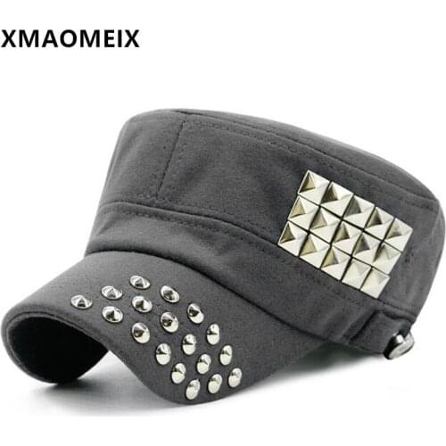 XMAOMEIX Spring Autumn Retro Military Hats For Men Women Headgear Decoration Flat Cap Adjustable Size Casual Sports Tongue Caps