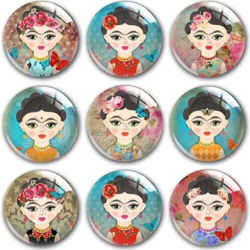 Beauty girl glass cabochon,poupee japonaise kimmidoll Caposoneva Round photo cabochons demo flat back Diy Jewelry Making finding