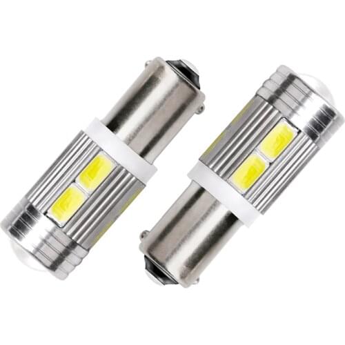 10x BA9S Car Led Lamps Highlight License Plate Light T4w 5630-10smd Side Marker Light 12v Interior Auto LED Bulbs Parkinglamps