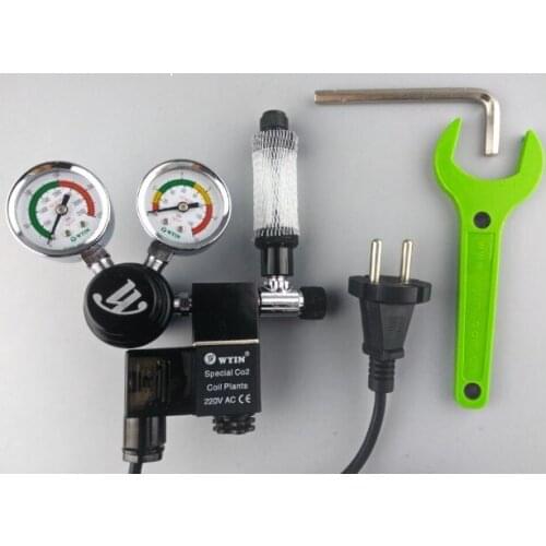 EU Plug Aquarium Co2 decompression table carbon electromagnetic large precision micrometering valve,Double Gauges CO2 Regulator