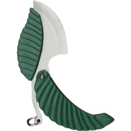 1pcs Green Mini Fold Leaf Shape Pocket Knife Folding Keychain Knife Outdoor Camp Knife Camping Hiking Survival Tool