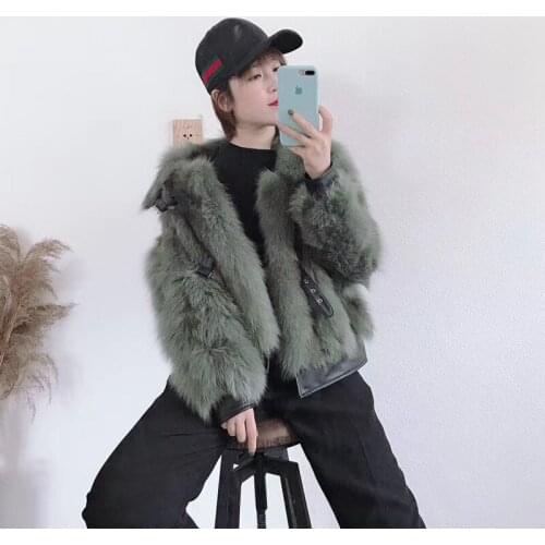 Women fur jacket real fox fur coat luxury warm short casual biker jacket 2020 new fashion