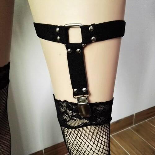 1 Lot = 2 Pieces)Sexy Harajuku Handtailor Punk Rock Goth Elastic Nylon Garter Elastic Leg Ring Belts stocking suspender black