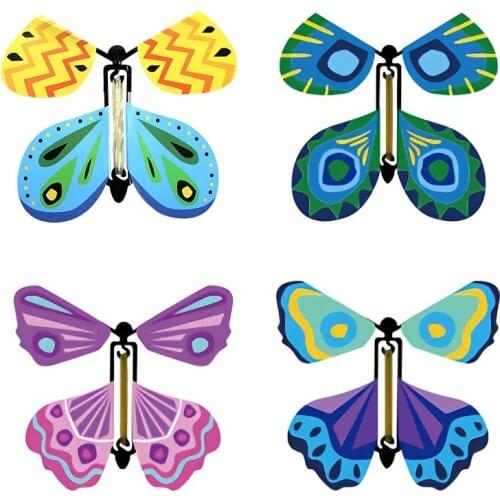 1pc Flying in the Book Butterfly, Fairy Rubber Band Powered Wind Up Butterfly Kids Toys Surprise Magic Gifts