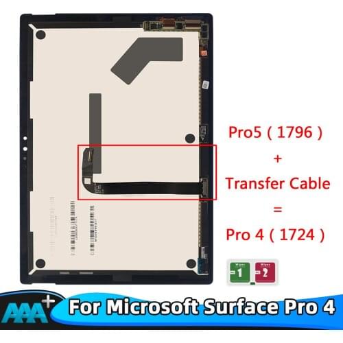 100% Tested For Microsoft Surface Pro 4 1724 Pro 5 Pro5 1796 LCD Display Screen Digitizer Touch Panel Tablet Assembly Replacemen