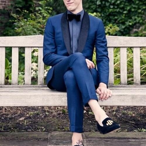 2020 Latest Jacket Pant Designs Navy Blue Jacket Prom Men Suit Slim Fit Skinny 2 Piece Tuxedo Custom Suits Wedding Men Suit