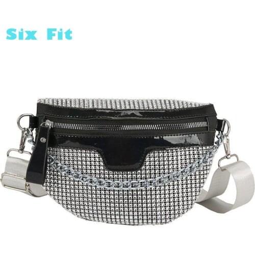 2020 Summer PU Laser Shining Rhinestone bags Saddle Bag Womens soft Crossbody Bags Travel Handbags Girls Waist Bag Purse Sac