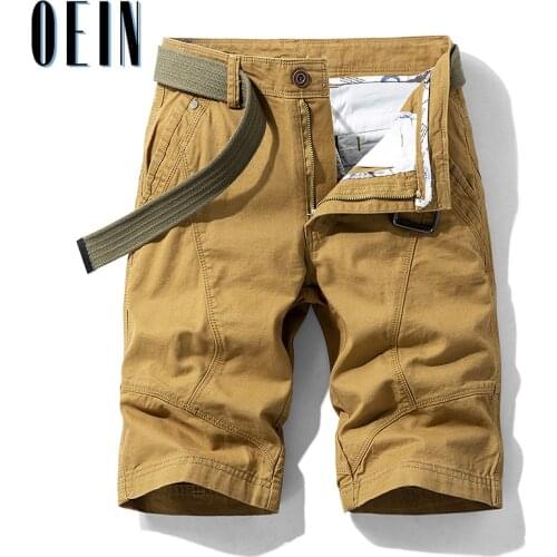 2021 New Summer 100% Cotton Solid Shorts Men Brand Bottoms Casual Business Social Elastic Waist Men Shorts Cargo Jogger Shorts