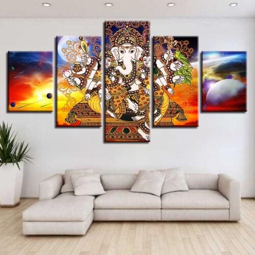 3d DIY Diamond Painting Cross Stitch 5D Diamond Embroidery Full Diamond Mosaic Crafts Needlework Hindu Lord Ganesha 5pcs/set