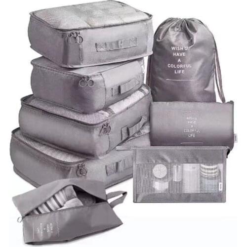 8 PCS Travel Storage Bag Set for Clothes Tidy Organizer Wardrobe Suitcase Pouch Travel Organizer Bag Case Shoes Packing Cube Bag