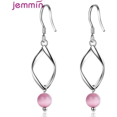 Authentic 100% 925 Sterling Silver Geometric Delicate Bright Beads Dangle Earrings for Women Wedding Hot Fashion Jewelry Gifts