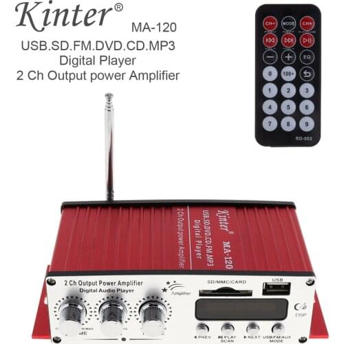 Kinter MA-120 12V 2CH HIFI Car Power Amplifier FM Radio Stereo Music Player Support USB SD DVD MP3 Input for Auto Motorcycle