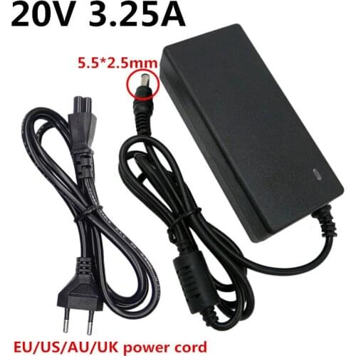20V 3.25A 5.5*2.5mm AC Adapter Laptop Power Supply Charger For Lenovo IBM B470 B570e B570 G570 G470 Z500 G770 EU US UK AU Plug