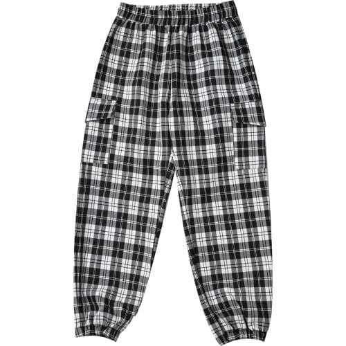 Teenage Cargo Pants For Girls 2021 New Fashion High Waist Plaid Pants Kids Harem Pants School Children Casual Trousers 6 8 10 12