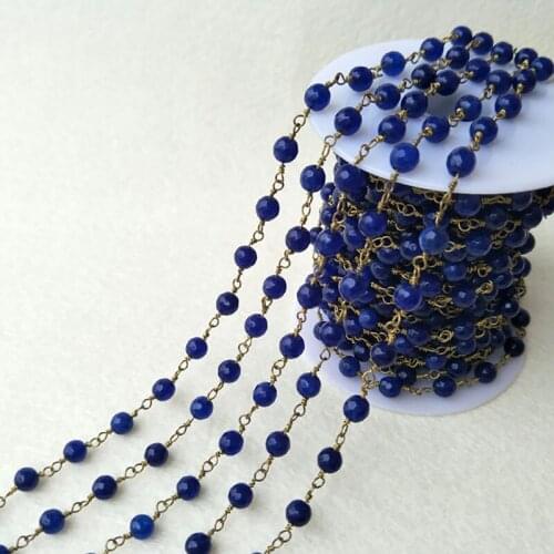 Handcrafted Gold Color Wire Wrapped Chains jewelry Finding,Natural Agat e stone Beaded Chains,DIY necklace jewelry making LZ03