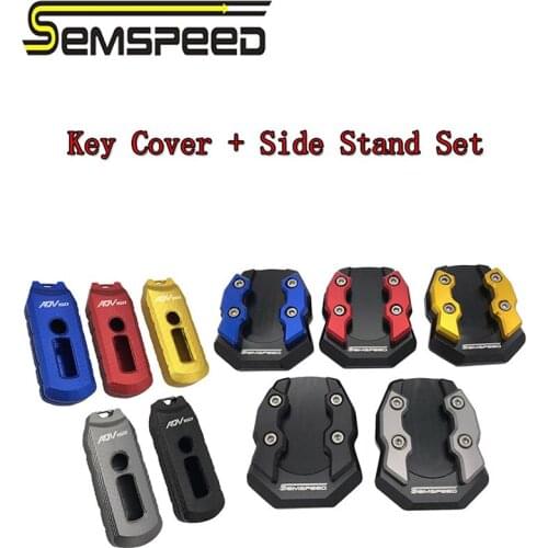 SEMSPEED Motorcycle adv150 Key Cover Holder Set Foot Kickstand Side Stand Pads Support Extension Pad Plate Kit for Honda ADV 150