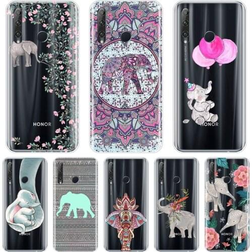 For Huawei Honor V20 8S 8A Pro Case Silicone Animal Elephant Flower Back Cover For Huawei Honor 20 Lite Pro 10i 20i Phone Case