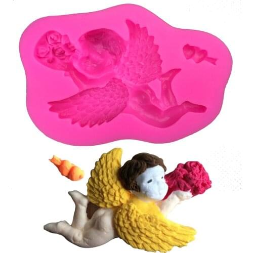 Angel Shape 3D fondant cake silicone mold food grade mastic confeitaria chocolate pastry candy Clay making soap Candle tool 0234