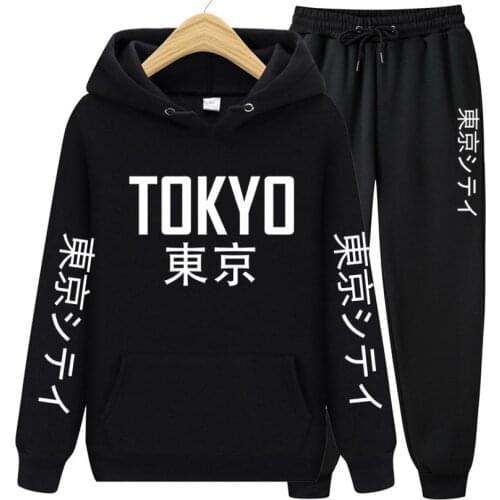 2-piece set Hoodies and Sweatpants Suit japanese Tracksuit Men Women Sweatshirt Suit Fleece Hoodie pants Jogging Pullover