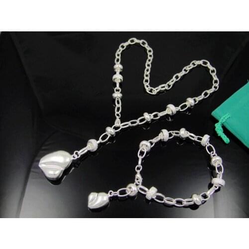 2 pieces of N925 sterling Silver color necklace bracelet jewelry set low price bride party, jewelry set jewelry sale price