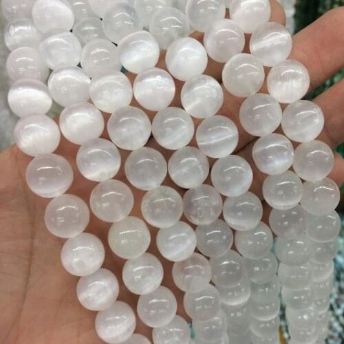 Round natural calcite / selenite stone beads natural stone beads DIY loose beads for jewelry making strand 15" wholesale