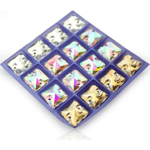 Square 10mm 12mm 14mm (24pcs-63pcs/lot) Silver Base New Style DIY Beauty Accessory Sew On Rhinestone ,Clothing Accessories