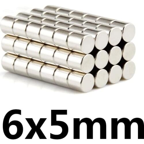 20/50/100pcs 6x5 mm Rare Earth Neodymium Magnets 6mmx5mm Super Powerful Strong Magnets 6x5mm Small Round Diameter 6*5 mm