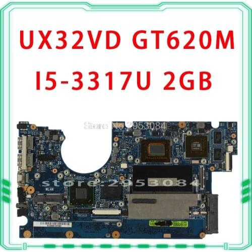 For Asus Laptop Motherboard UX32VD SSD Core I5-3317 CPU GT620M 2GB with 60-NP0MB1N00-A11 UX32VD Mainboard 100% Tested OK
