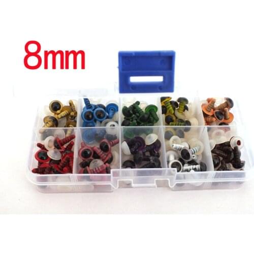 Kit of 100pcs 8mm colorfull safety eyes with box--10colors