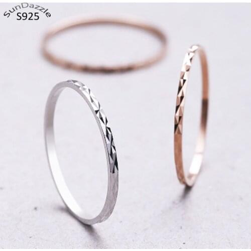 Genuine Real Pure Solid 925 Sterling Silver Rings for Women Jewelry Rose Gold Round Circle Female Finger Ring Bague China Size