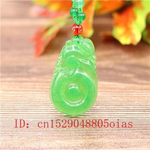 Natural Green A Emerald Jade Dragon Pendant Necklace Jadeite Jewellery Double-sided Carved Amulet Fashion Gifts for Women Men