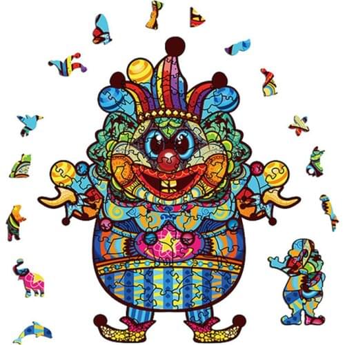 New Clown 3D Wood Puzzles Game Children Cartoon Modeling Education Toys Adults Stress Relief Jigsaw Puzzle DIY Halloween Gifts
