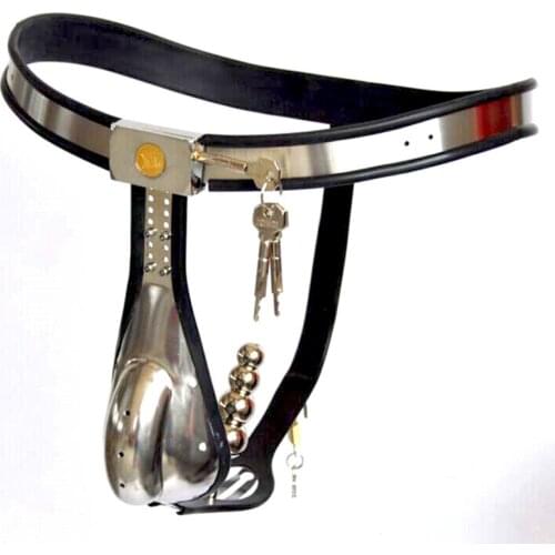 New Stainless Steel Chastity Cage Arc Waist Chastity Belt Penis Cage with Anal Plug Sex Toys for Men