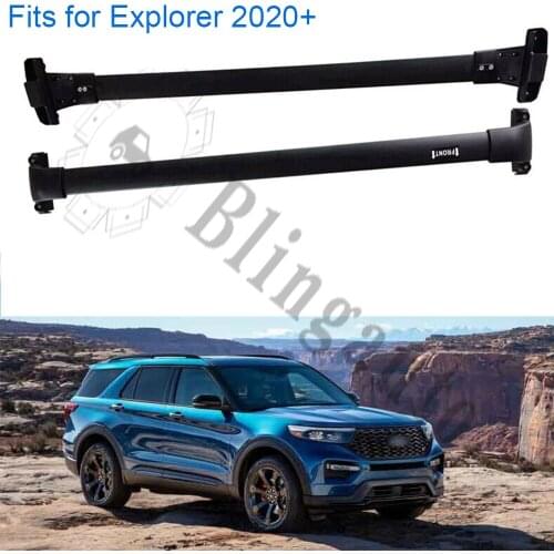 Front and rear cross bar fits for F.ord Explorer 2020+ stainless steel luggage racks 2PCS black