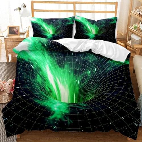 Black Hole Pattern Autumn And Winter Bedding Quilt Cover Pillowcase 2 / 3PCS Single Double Bed Duvet Cover Bed Set Queen Size