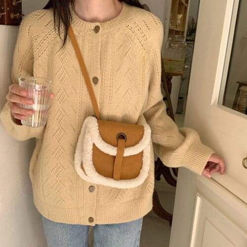 Fashion Splicing PU Leather Fleece Women Messenger Bags Autumn Vintage Saddle Shoulder Crossbody Handbags For Laides