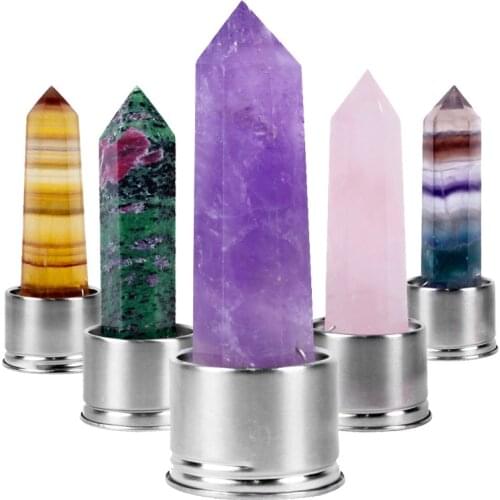 Natural Quartz Gemstone Glass Water Bottle Direct Drinking Glass Cup Crystal Stone Obelisk Healing Wand Bottle Accessories New