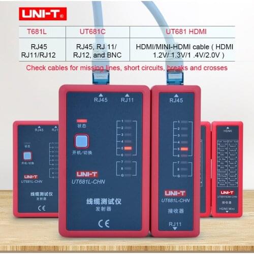 UNI-T UT681L/UT681C/UT681HDMI Cable Tester,Telephone Line/Network Line Checker / Ethernet Telephone BNC HDMI Repair Tool