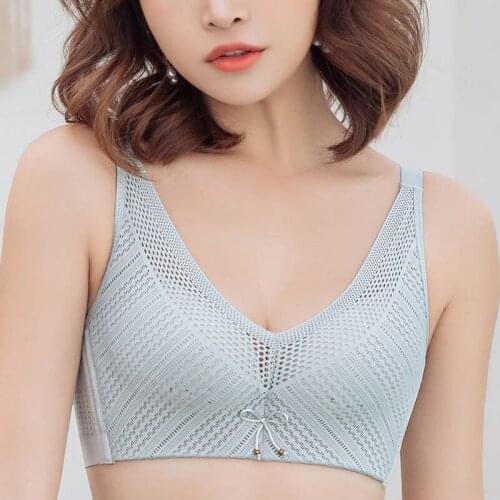 Womens underwear without steel ring gathers breasts to prevent sagging super thin breathable big breasts, small bra large size