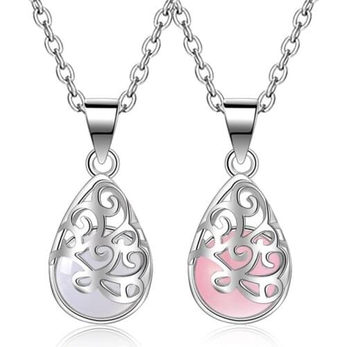 Hot Sale Promotion 2017 New Fashion Moonlight Opals Design 925 Sterling Silver Pendant Necklaces for Women Jewelry Gift