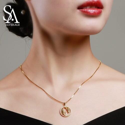 Real 925 Sterling Silver Yellow Gold Color Pendant Necklaces Woman 925 Silver Zirconia Necklace Choker Necklaces Pendants Women