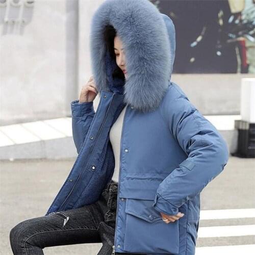 Woman Coat wool liner winter parka Cotton Padded Jackets High street Zipper Pocket Thick Jacket Outwear warm coat