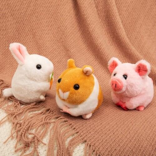1pc 15cm Cute Electric Hamster Pig Rabbit Plush Toys Can Wagging Tails Dolls with Music Animal Toys Baby Play Game Birthday Gift