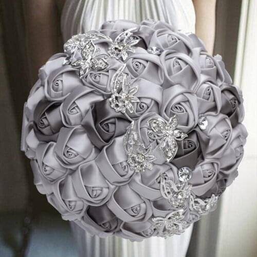 1pc/lot Sliver Bridal Wedding Bouquets With Crystal Brooch For Wedding Party