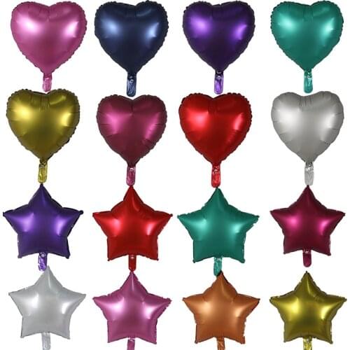 10pcs 18inch Chrome Metal Balloon Heart Star Round Matte Helium Balloon Wedding Party Decor Supplies Birthday Balloons Shower