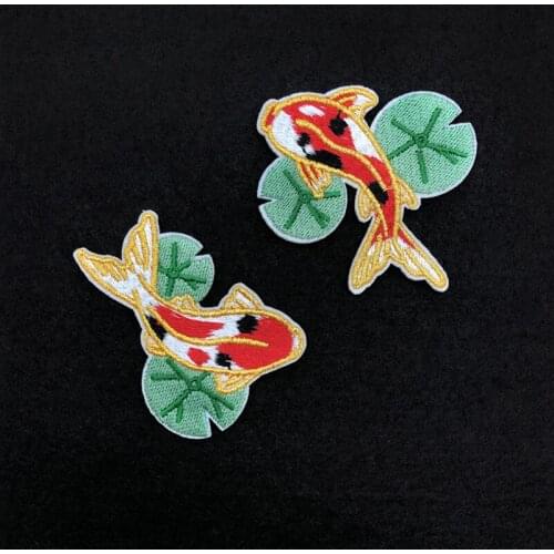 20pcs parches ropa bordados Iron On Patches Goldfish Embroidered Patch For Clothing Retro Jeans Jacket Patchwork Appliques Badge