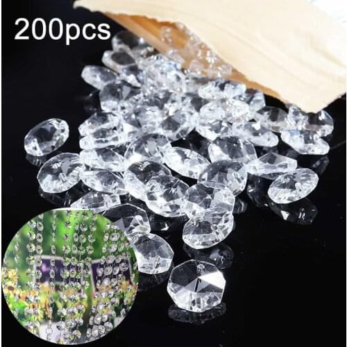 200pcs Clear 14mm Acrylic Pendant Light Faceted Home Furnishing Wedding Party Decoration DIY Materials